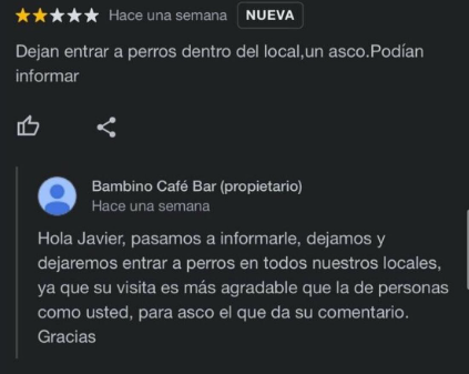 comentario negativo y mala contestación